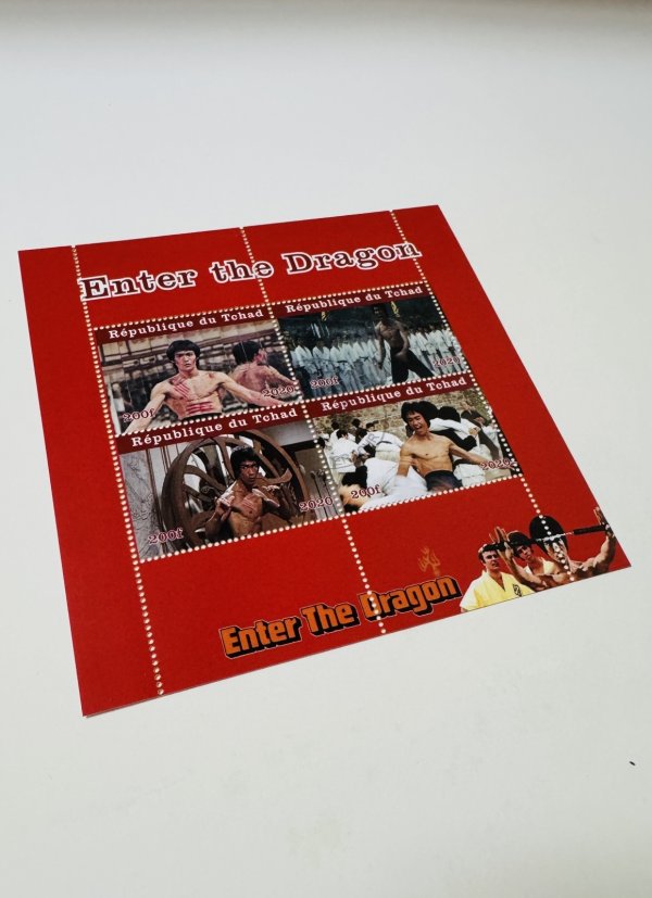 画像1: ブルース・リー燃えよドラゴン切手4枚シート（海外切手） (1)